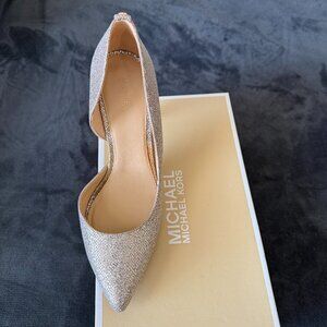 Michael Kors Gold Glitter Pumps Heels Size 8.5 Bridal Wedding Worn Once